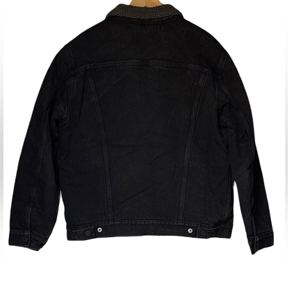 Levi's Black Denim Jacket Sherpa Collar Size Large Men - Picture 2 of 5